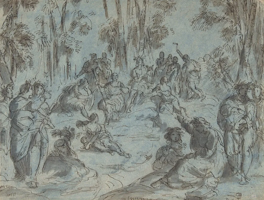 Apollo And The Nine Muses Surrounded By Poets On Mount Parnassus
