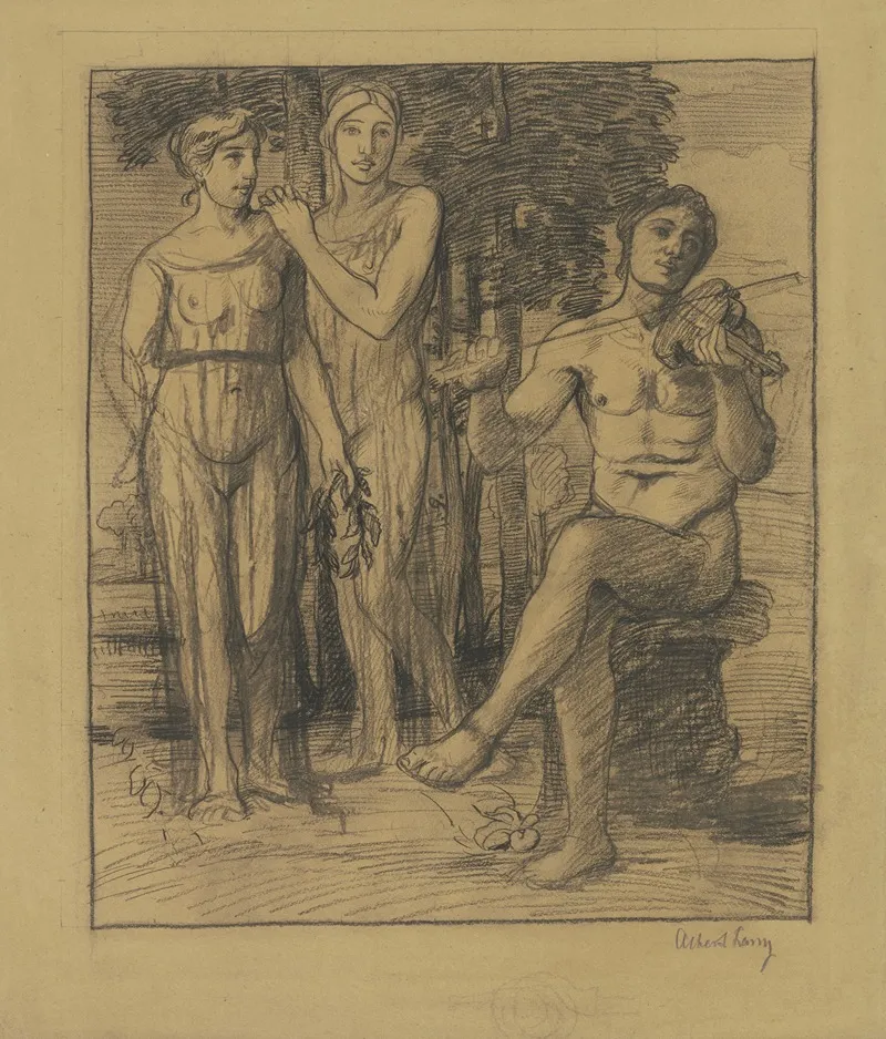 Apollo And Two Muses 2 by Albert Lang - Canvas Print