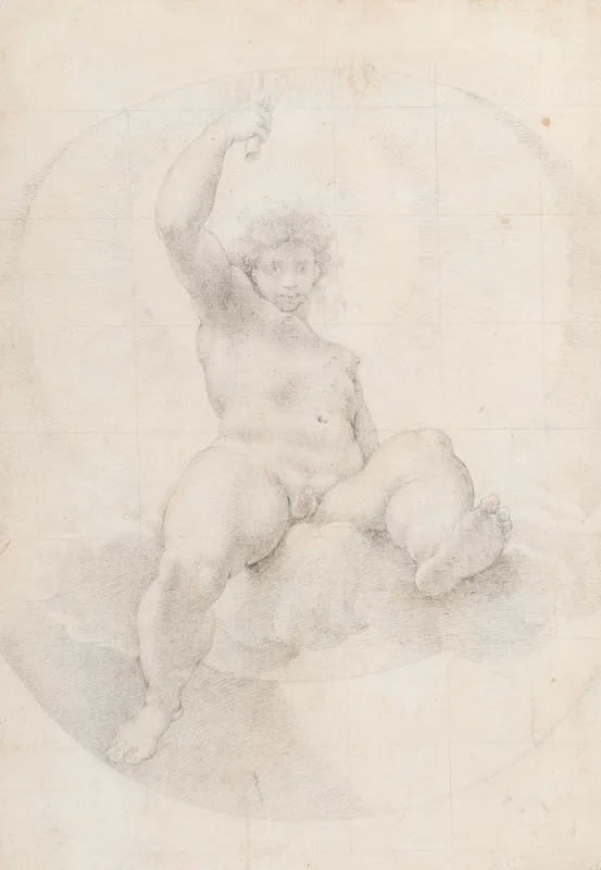 Apollo Seated On A Cloud Holding A Torch Aloft by Cristoforo Roncalli - Canvas Print