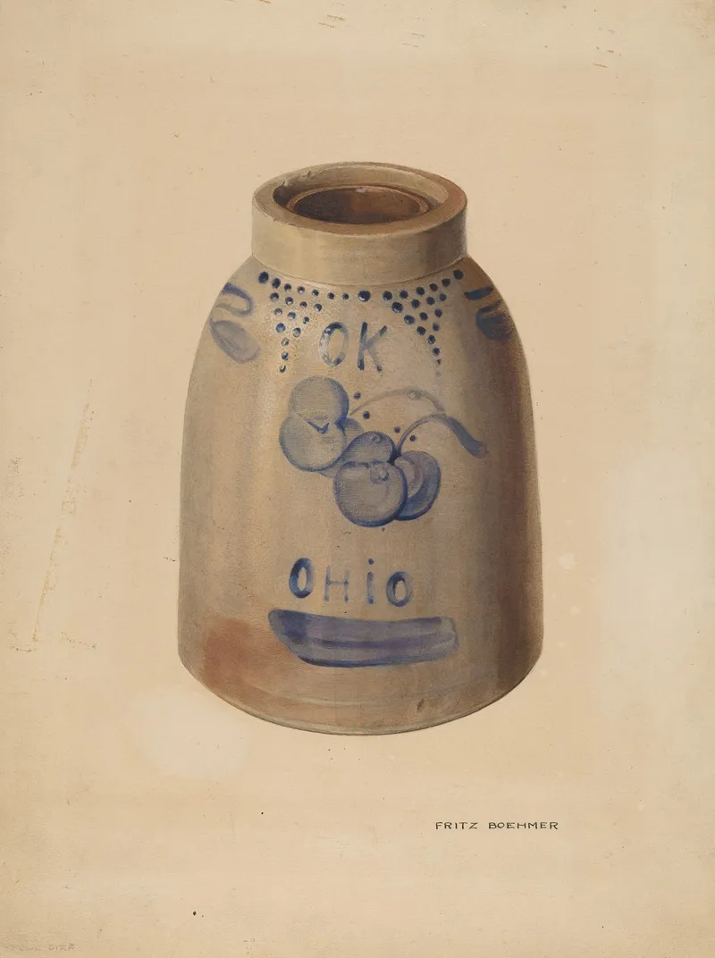 Apple Butter Crock by Fritz Boehmer - Canvas Print