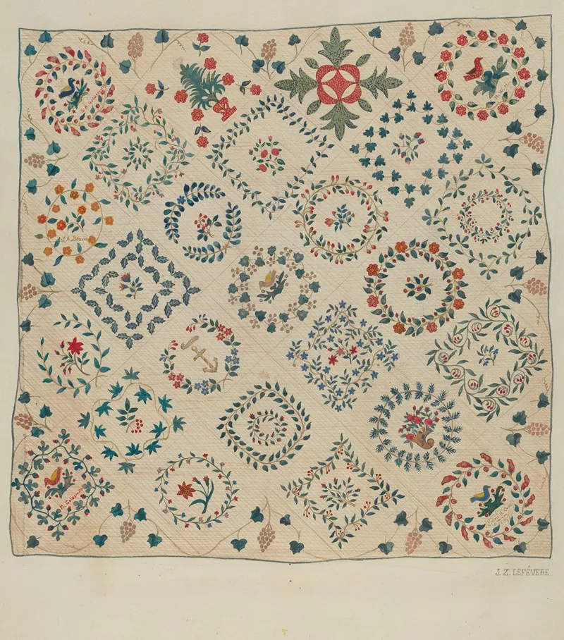 Applique Coverlet 4 by Jules Lefevere - Canvas Print