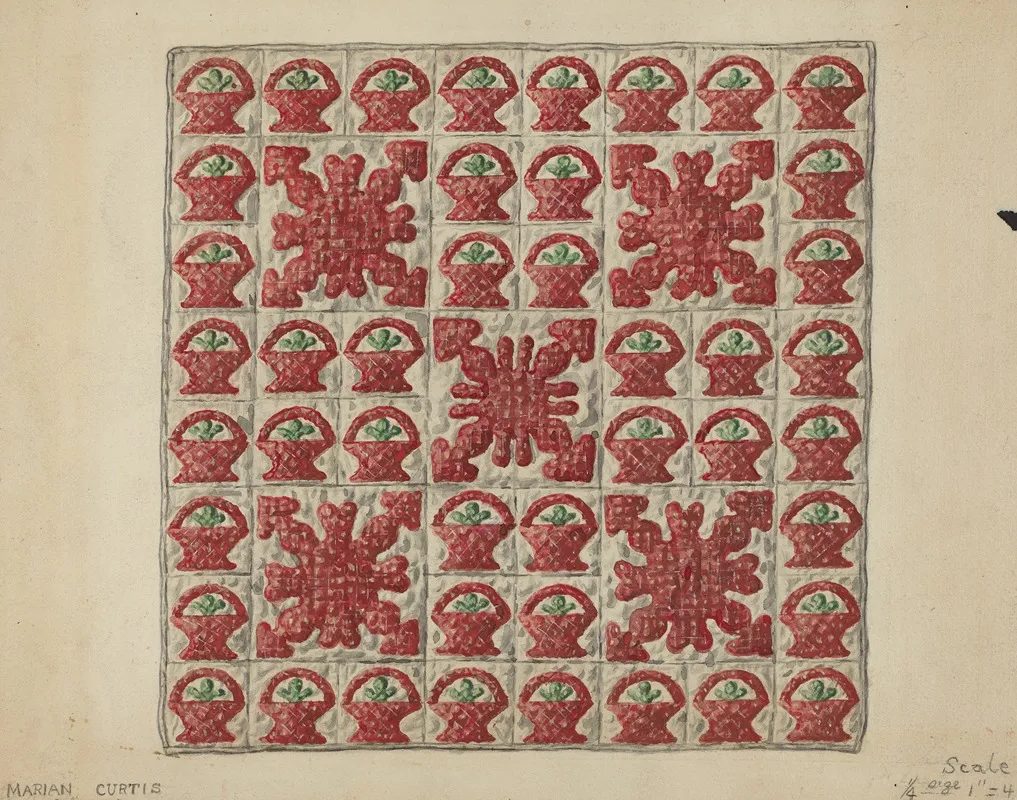 Applique Crib Coverlet by Marian Curtis Foster - Canvas Print