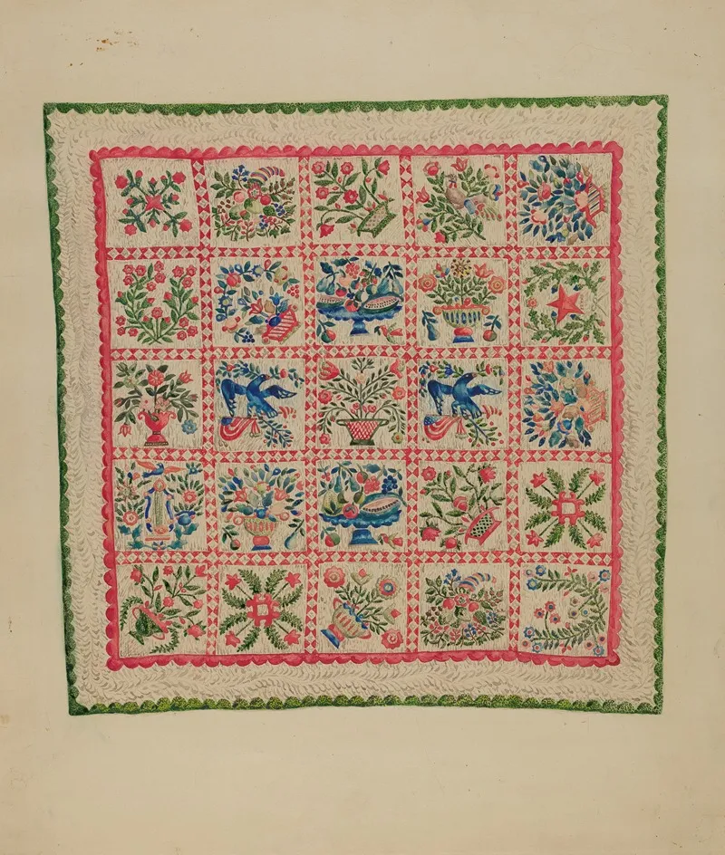 Applique Quilt 14 by Marian Curtis Foster - Canvas Print