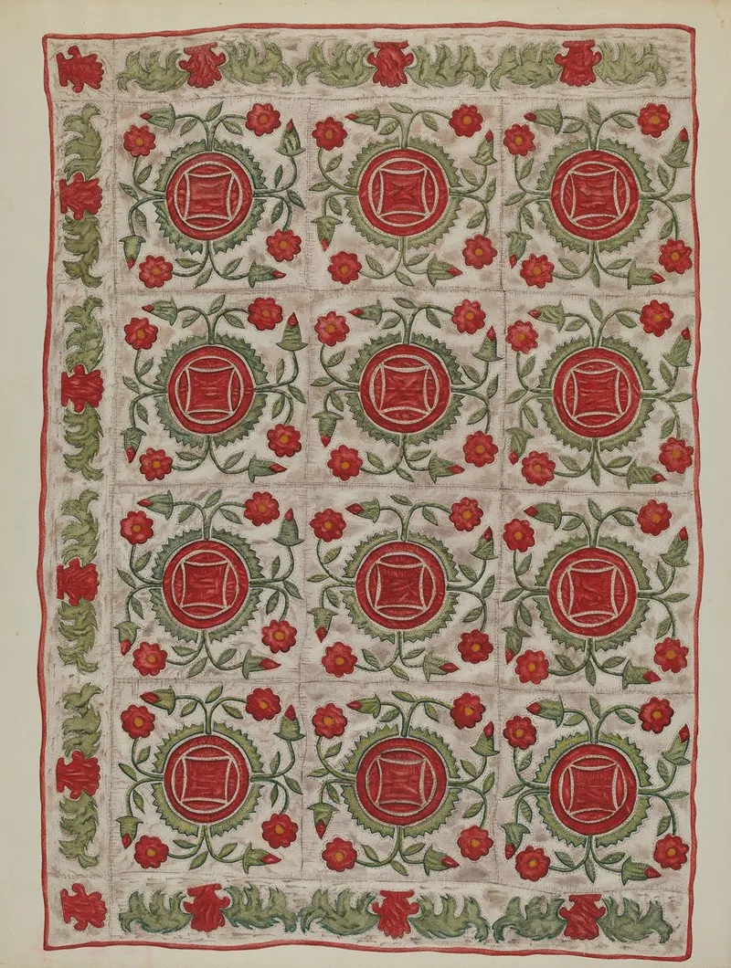 Applique Quilt 19 by Mildred E. Bent - Canvas Print