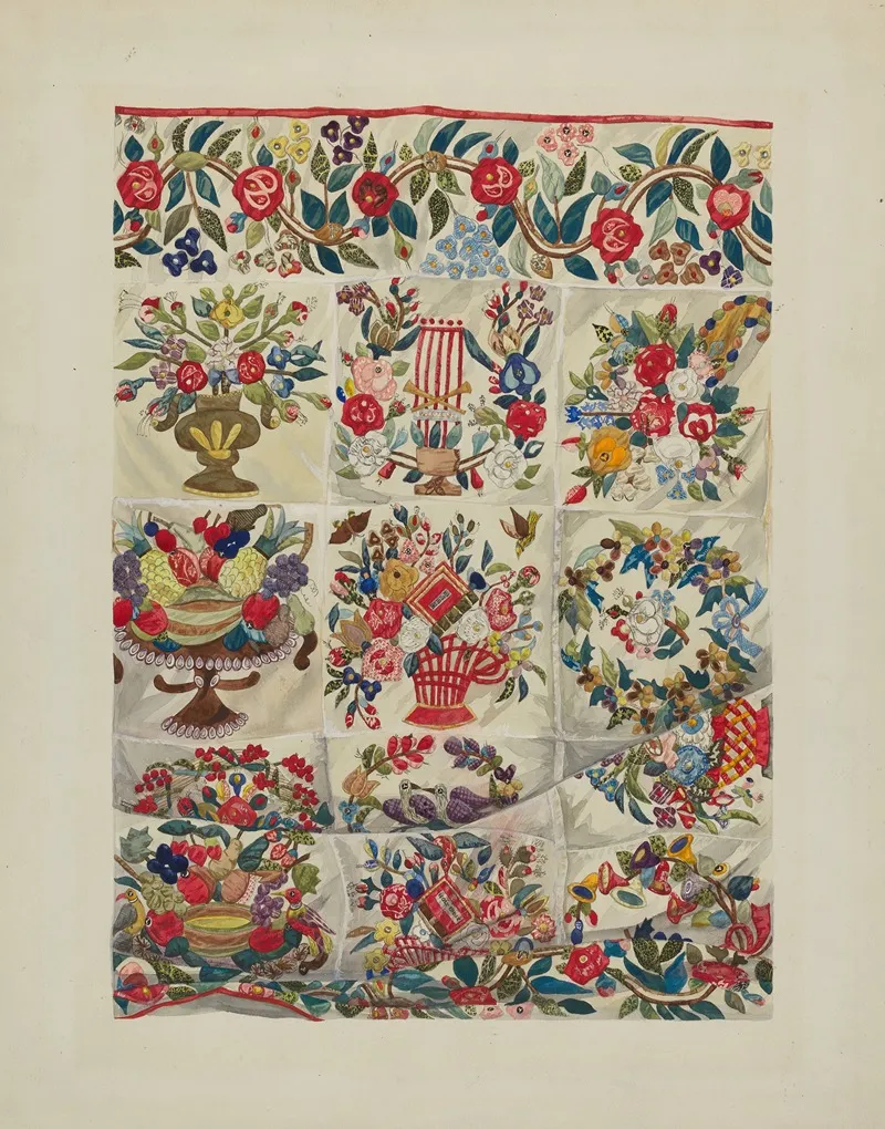 Applique Quilt Friendship Quilt by Verna Tallman - Canvas Print