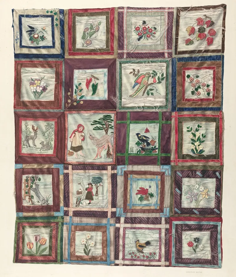Appliqued Quilt by Dorothea Bates - Canvas Print