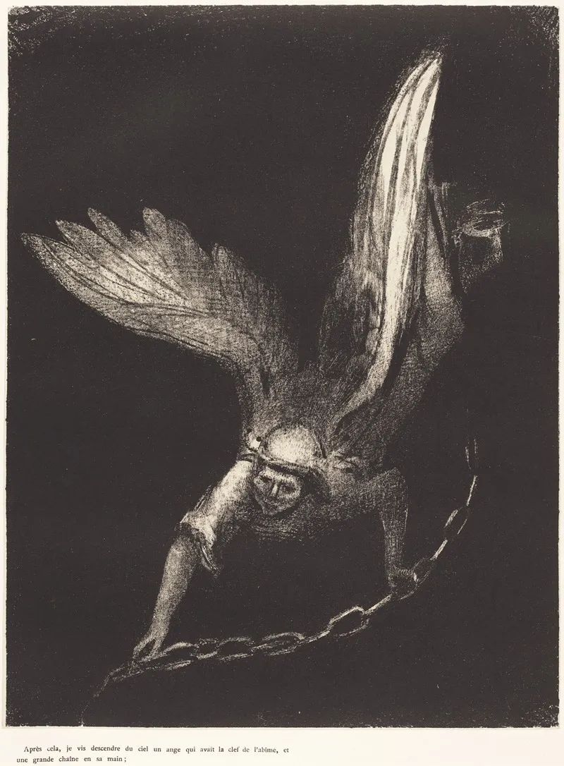 Apres Cela Je Vis Descendre Du Ciel Un Ange Qui Avait La Clef De Labime Et Une Grande Chaine En Sa Main