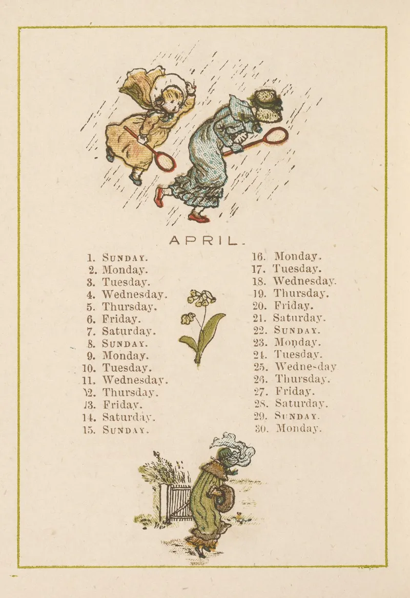 April 16 by Kate Greenaway - Canvas Print