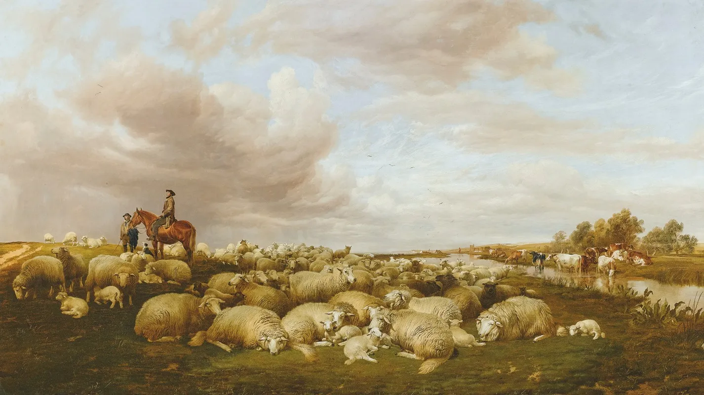 April Showers by Thomas Sidney Cooper - Canvas Print