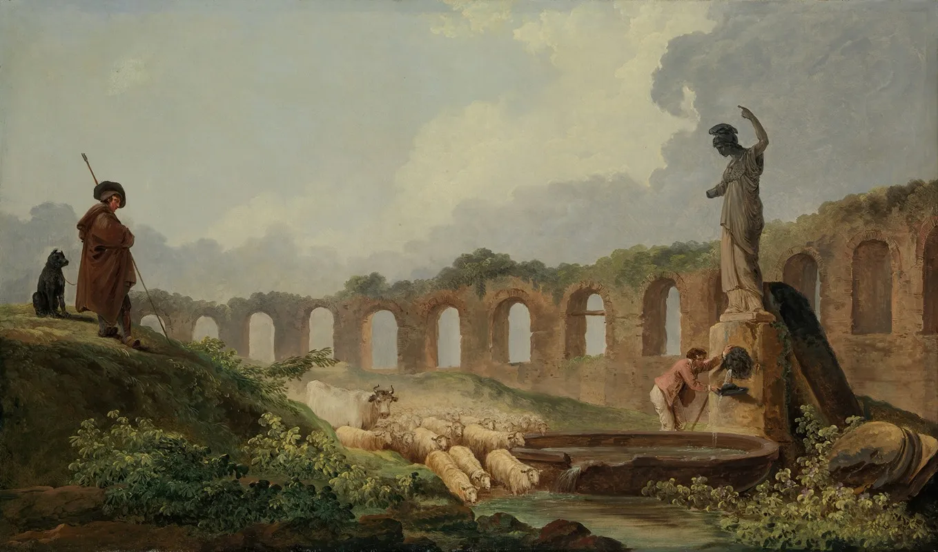 Aqueduct In Ruins by Hubert Robert - Canvas Print