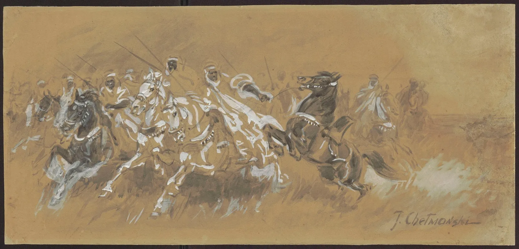 Arab Cavalry Charge Sketch For A Painting