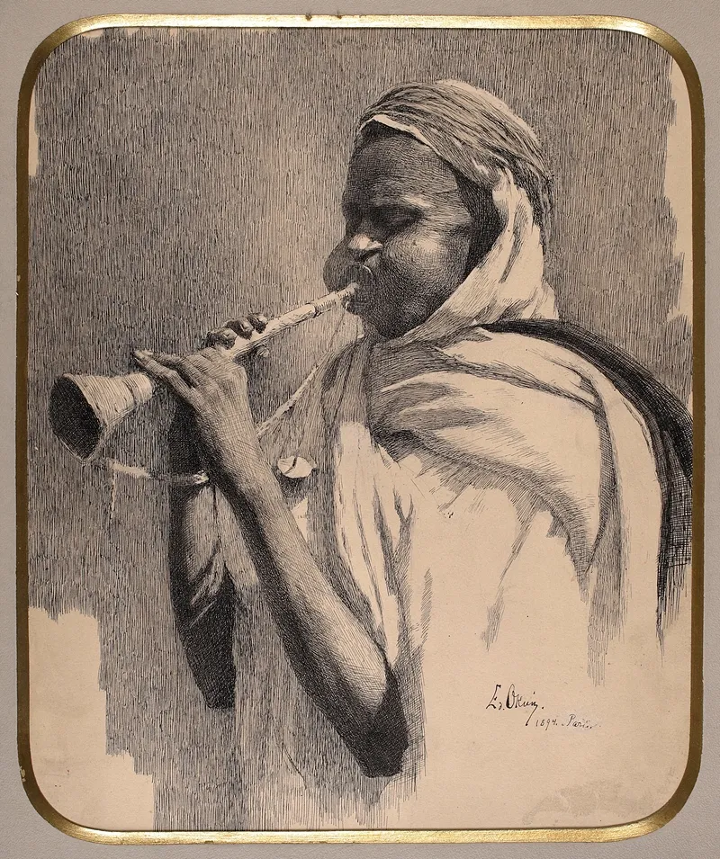 Arab Playing The Trumpet by Edward Okuń - Canvas Print