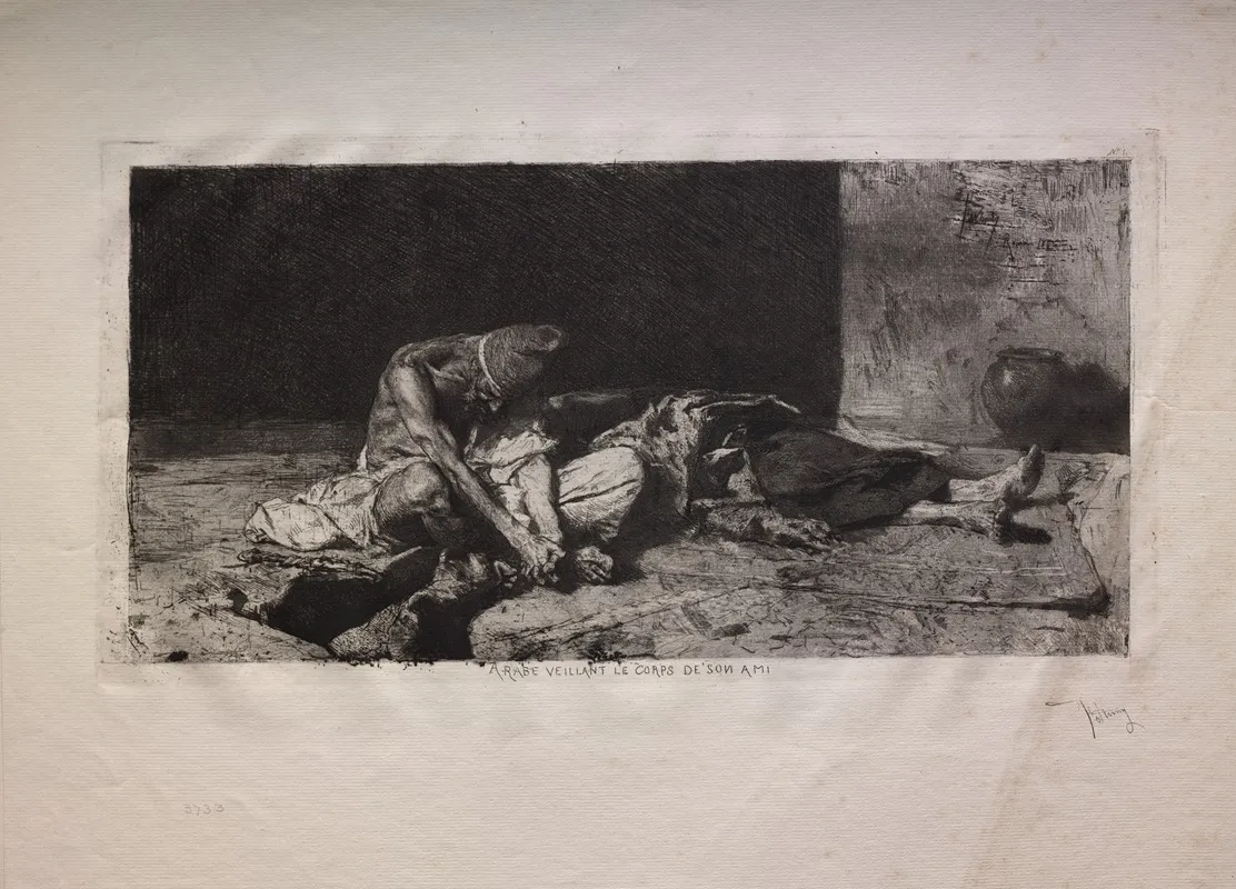 Arab Watching Over The Body Of His Friend