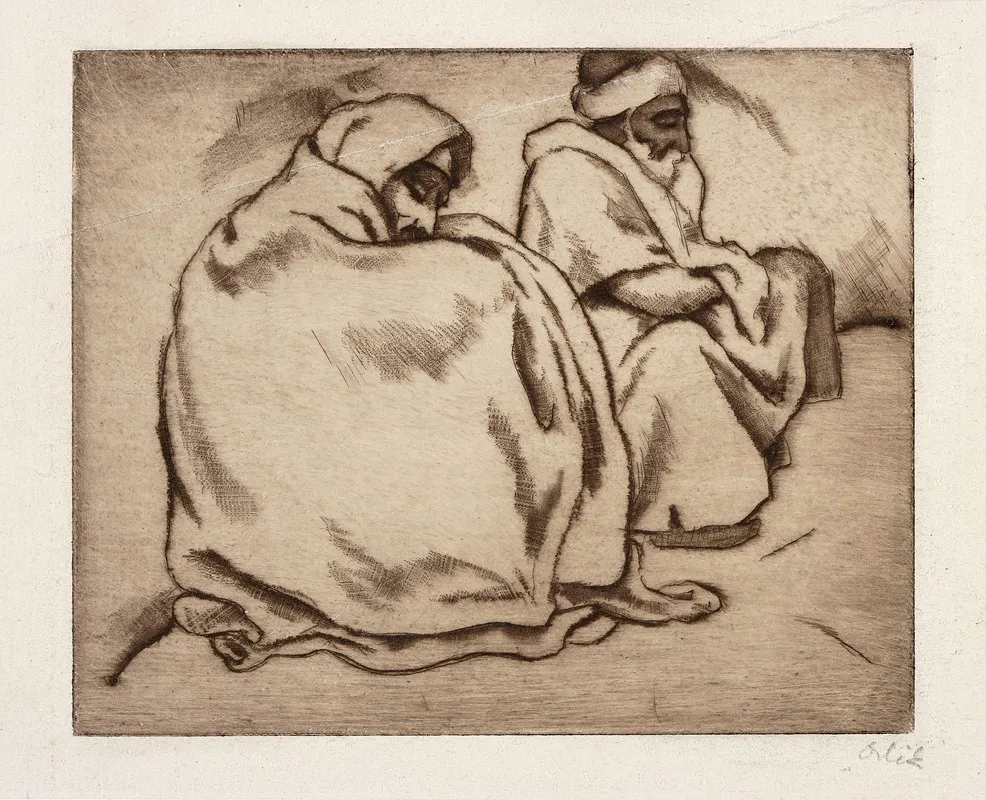 Araber Sitzen Gegen Eine Wand by Emil Orlik - Canvas Print