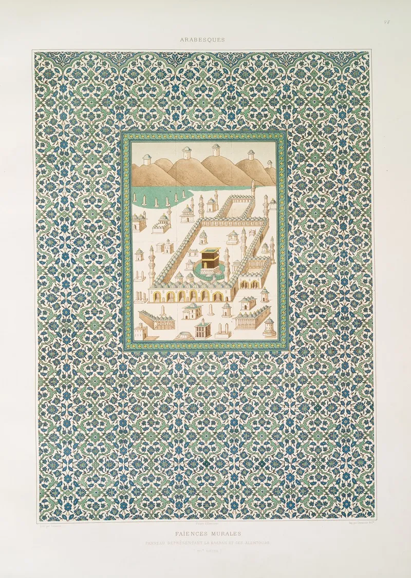 Arabesques Faiences Murales Panneau Representant La Kaabah Et Ses Alentours Xvie Siecle