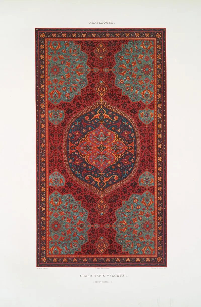 Arabesques Grand Tapis Veloute Xviiie Siecle by Émile Prisse d'Avennes - Canvas Print