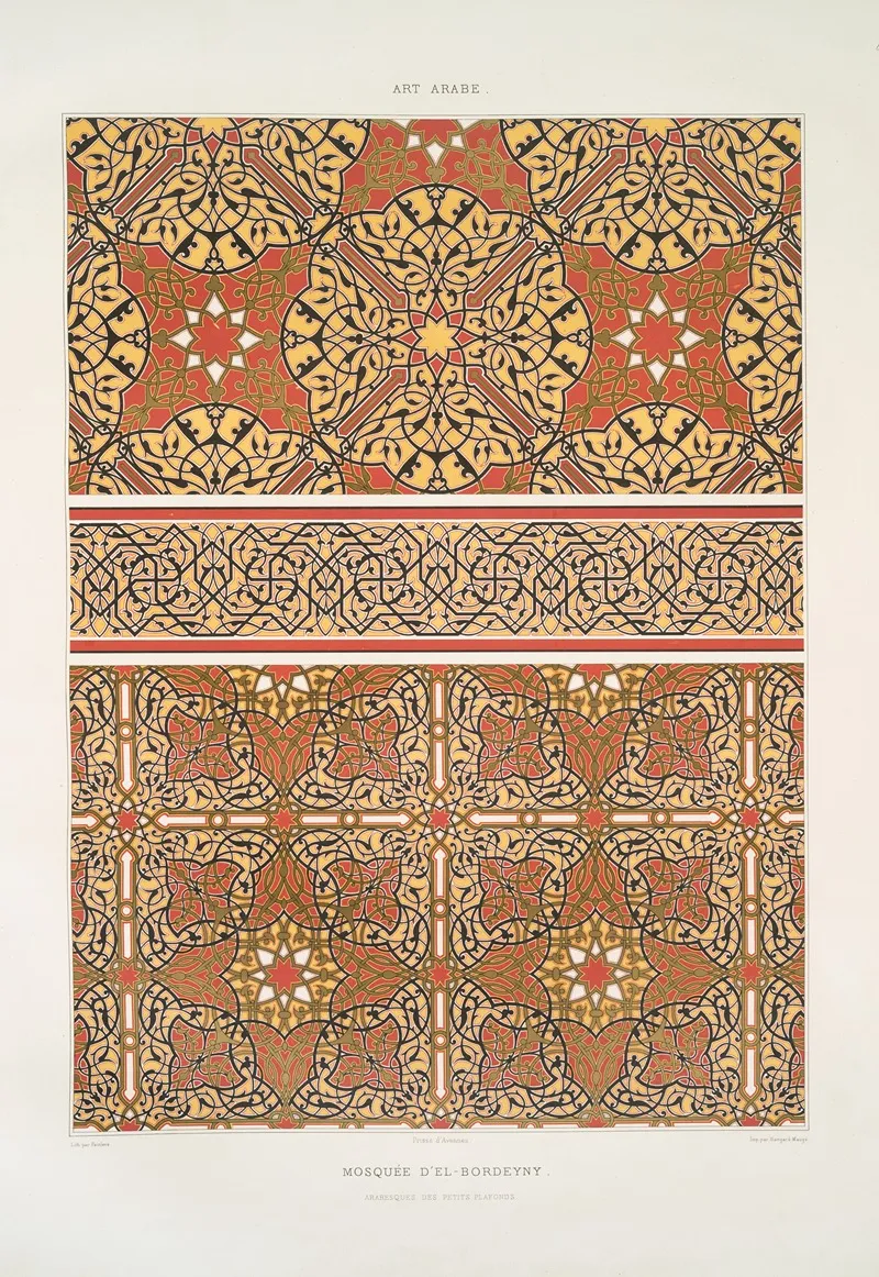 Arabesques Mosquee Del Bordeyny Arabesques Des Petits Plafonds by Émile Prisse d'Avennes - Canvas Print