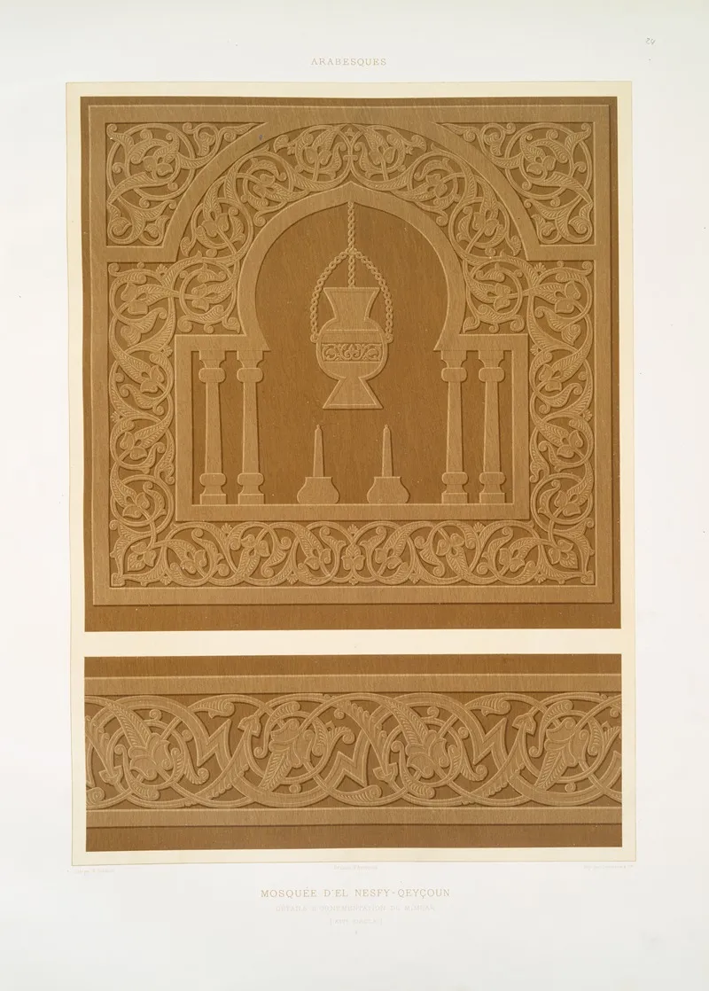 Arabesques Mosquee Del Nesfy Qeycoun Details Dornementation Du Mimbar Xive Siecle 3 by Émile Prisse d'Avennes - Canvas Print