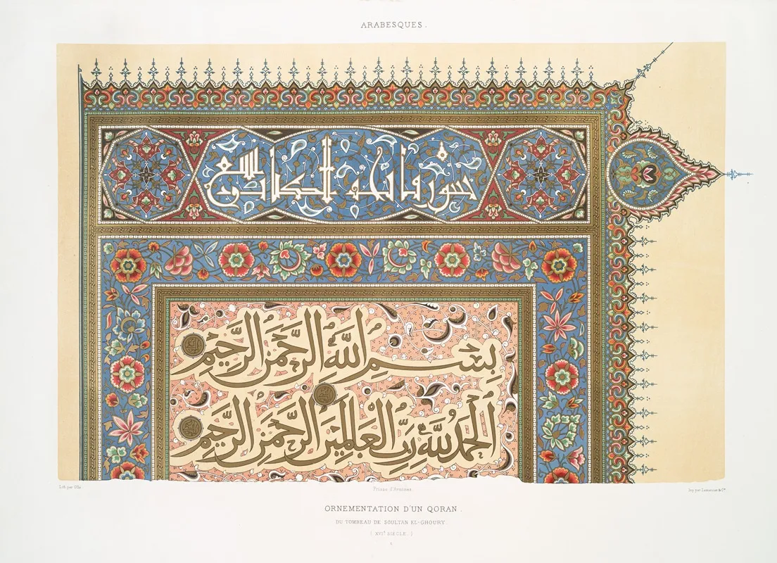 Arabesques Ornementation Dun Qoran Du Tombeau De Soultan El Ghoury Xvie Siecle 1