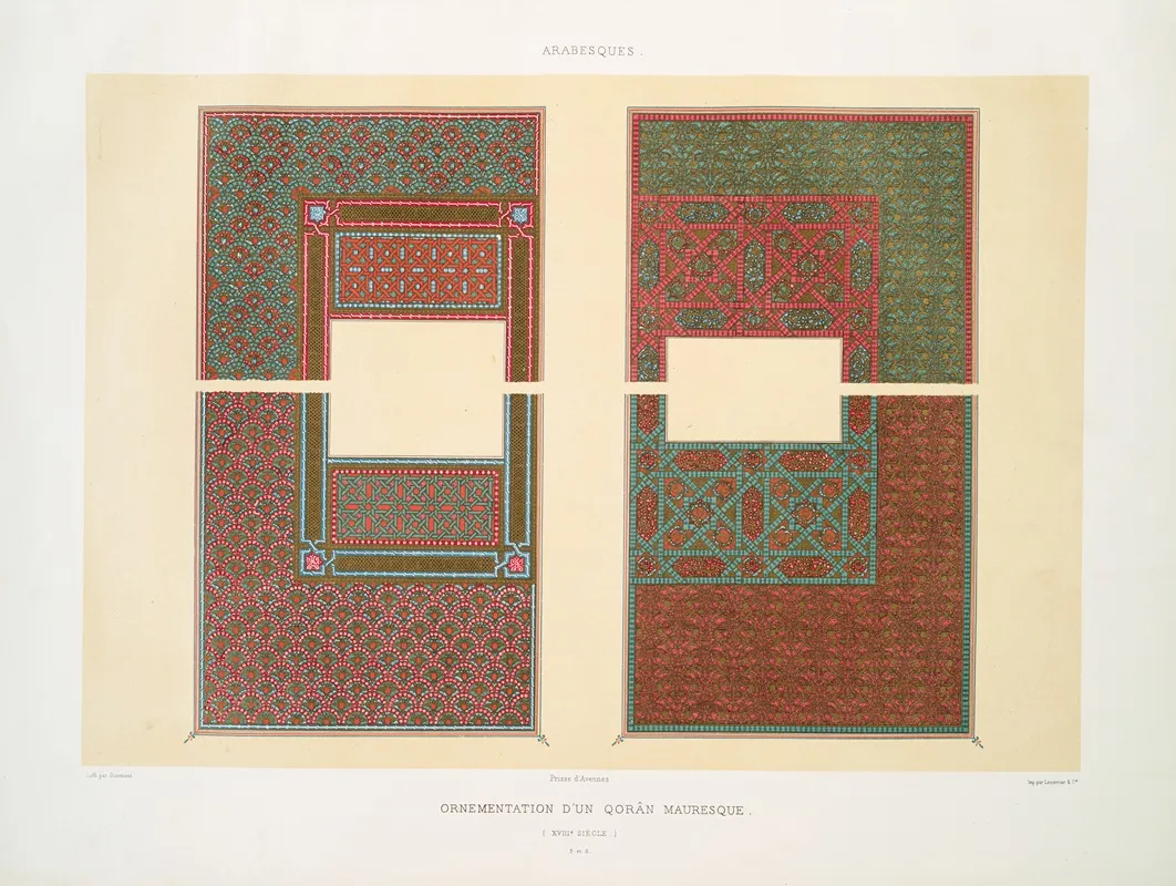 Arabesques Ornementation Dun Qoran Mauresque Xviiie Siecle 5 8