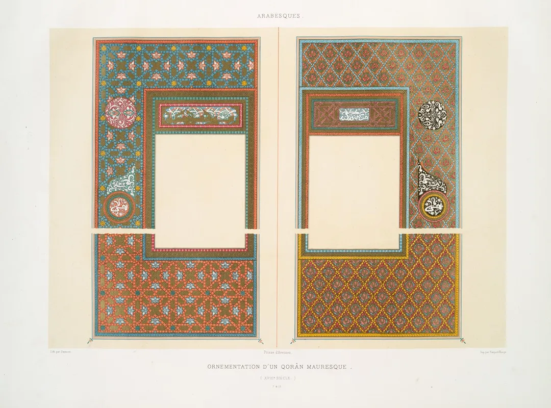 Arabesques Ornementation Dun Qoran Mauresque Xviiie Siecle 7 10