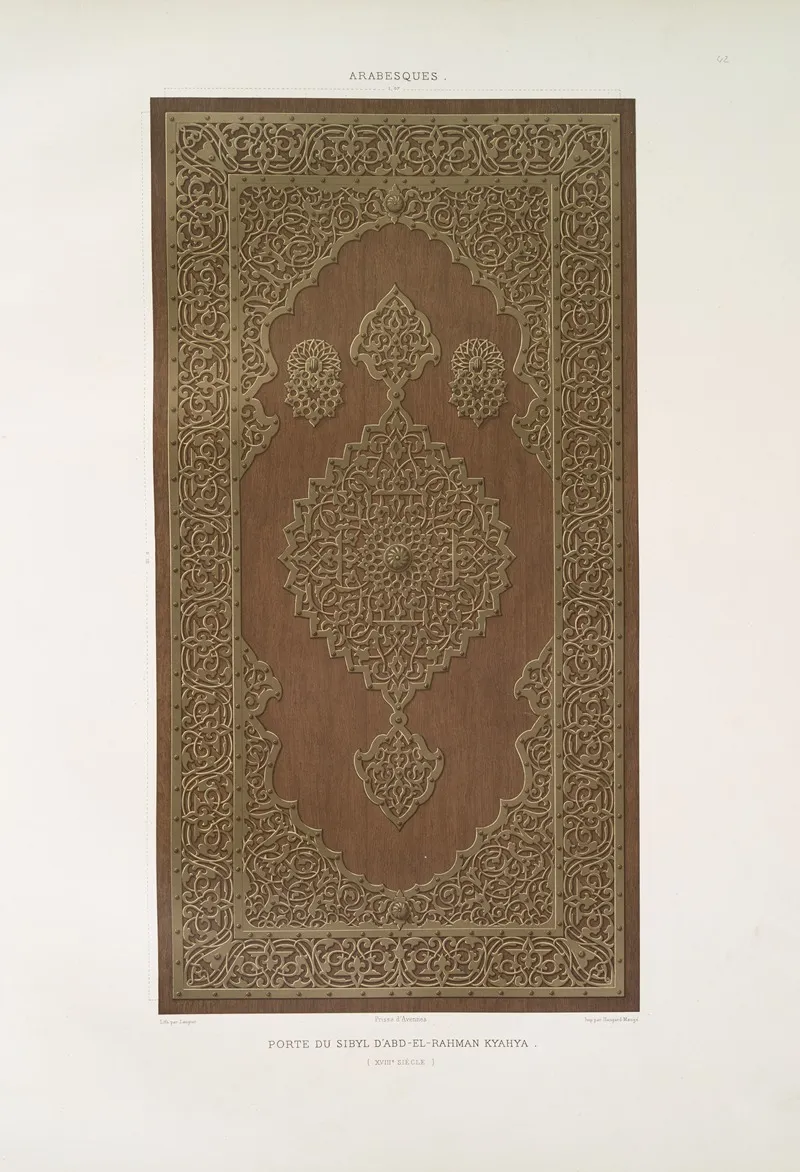 Arabesques Porte Du Sibyl Dabd El Rahman Kyahya Xviiie Siecle by Émile Prisse d'Avennes - Canvas Print