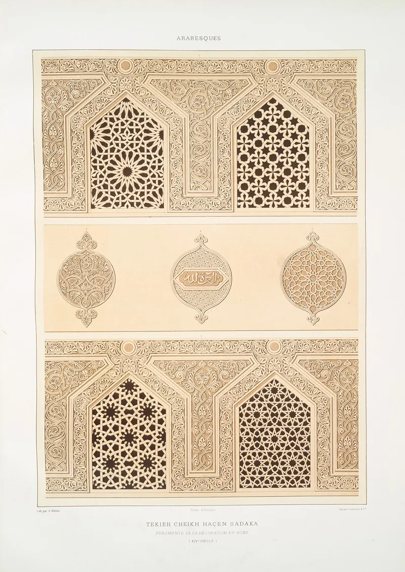 Arabesques Tekieh Cheikh Hacen Sadaka Fragments De La Decoration Du Dome Xive Siecle