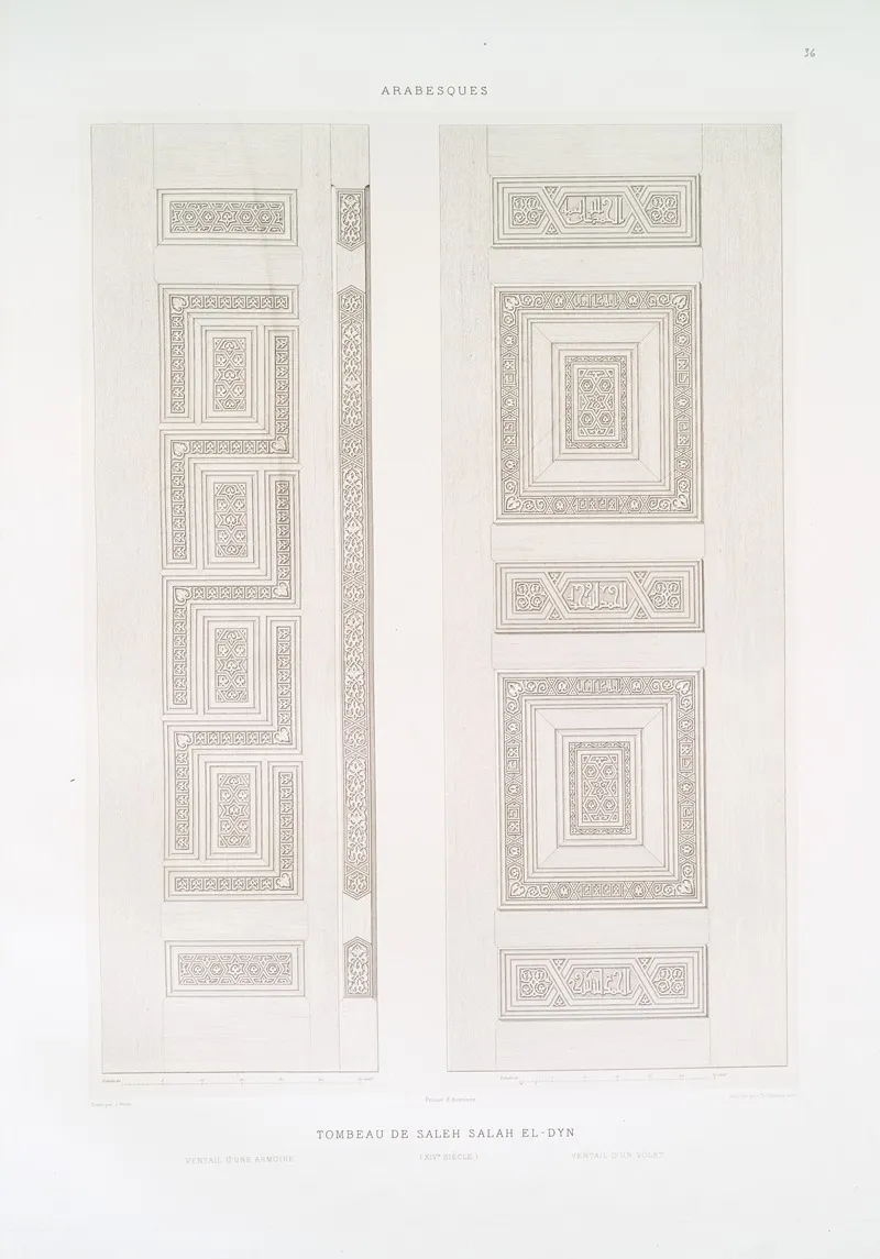 Arabesques Tombeau De Saleh Saleh El Dyn Ventail Dune Armoire Ventail Dun Volet Xive Siecle by Émile Prisse d'Avennes - Canvas Print