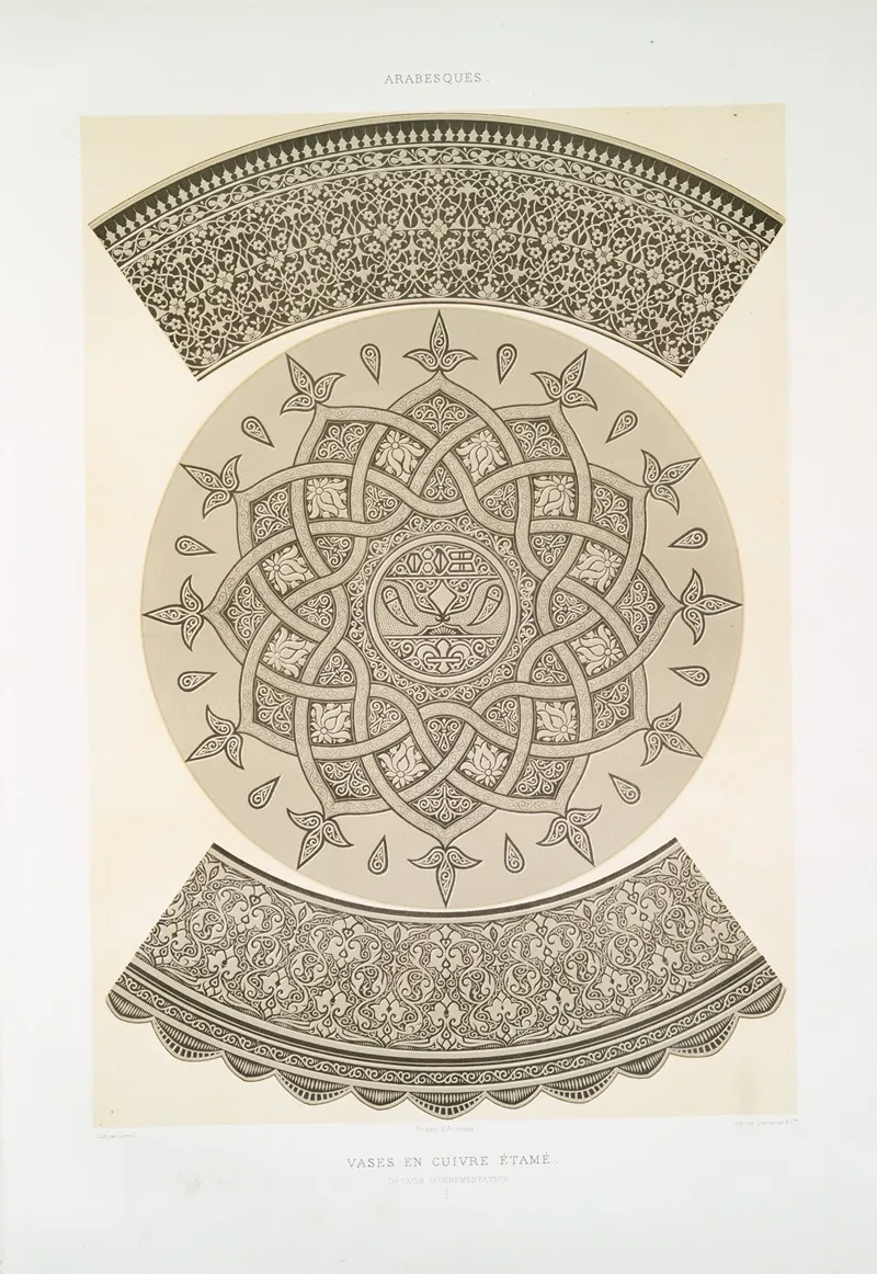 Arabesques Vase En Cuivre Etame Details Dornementation