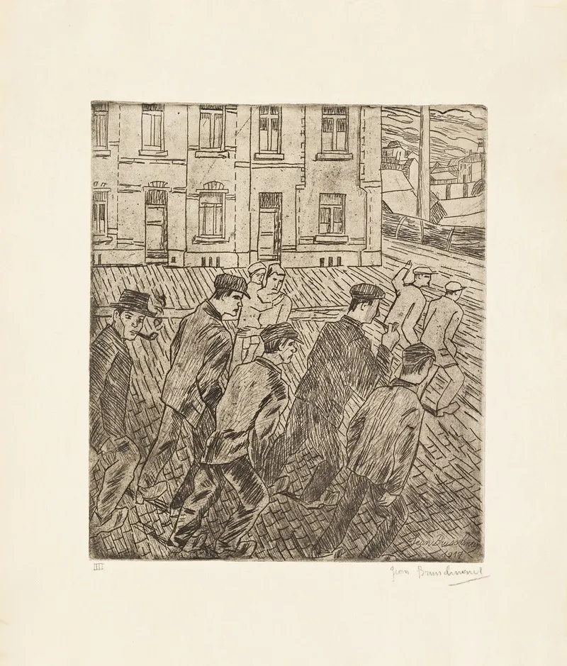 Arbeiders Op Straat by Jean Brusselmans - Canvas Print