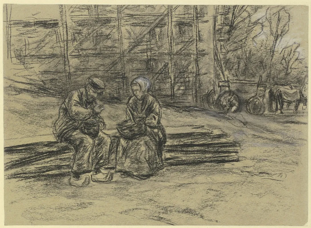 Arbeiter Sein Mittagbrot Verzehrend by Max Liebermann - Canvas Print