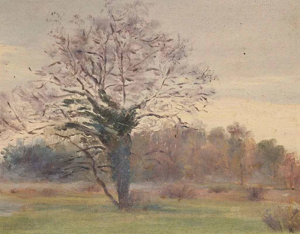 Arbre En Majeste Dans Un Pre by Jeanne Jegou-Cadart - Canvas Print