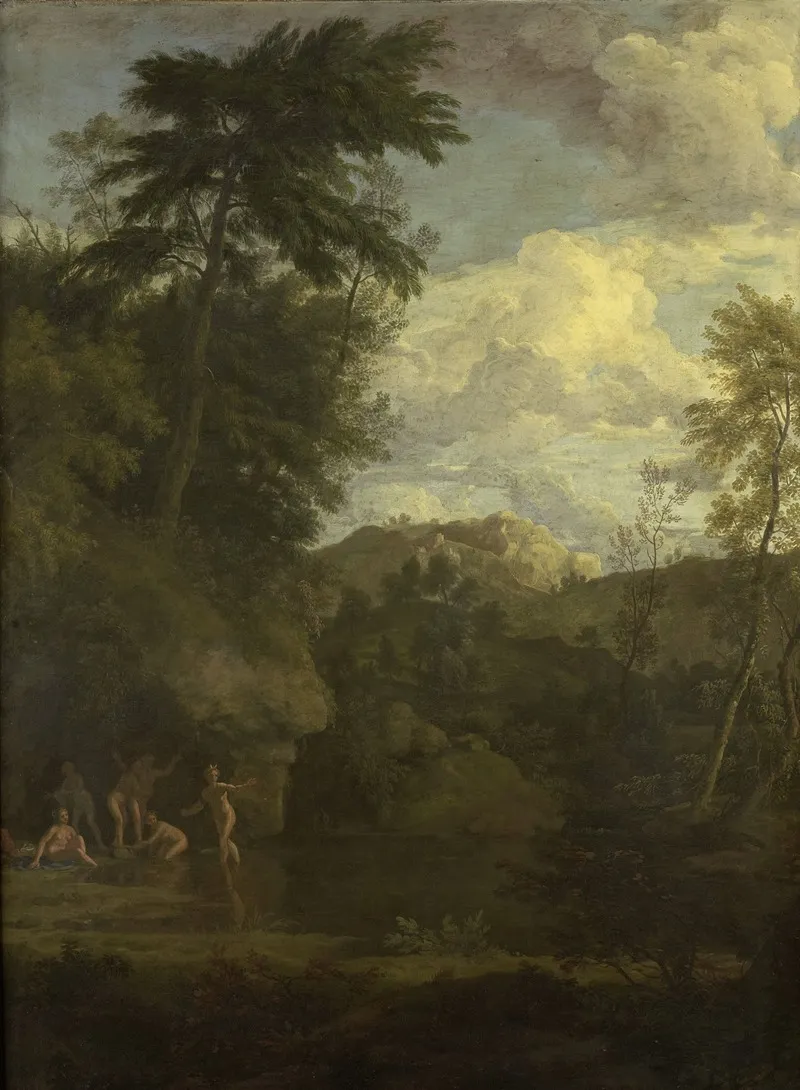 Arcadian Landscape With Diana Bathing