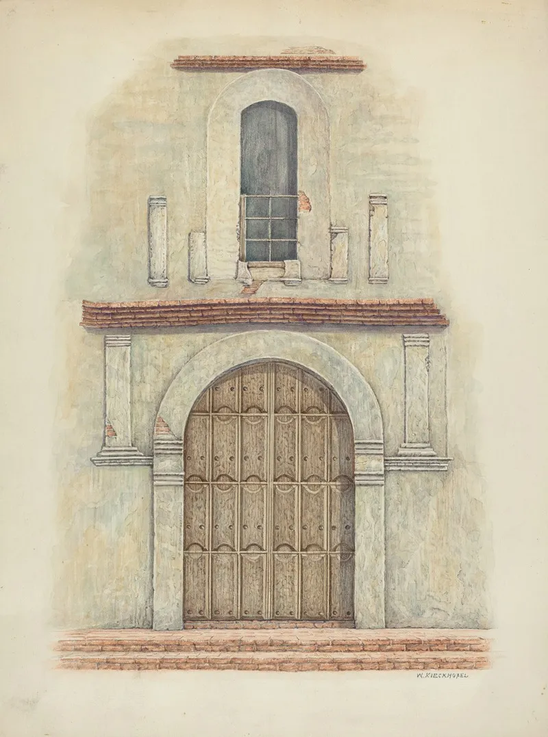 Arched Doorway Mission San Diego by William Kieckhofel - Canvas Print