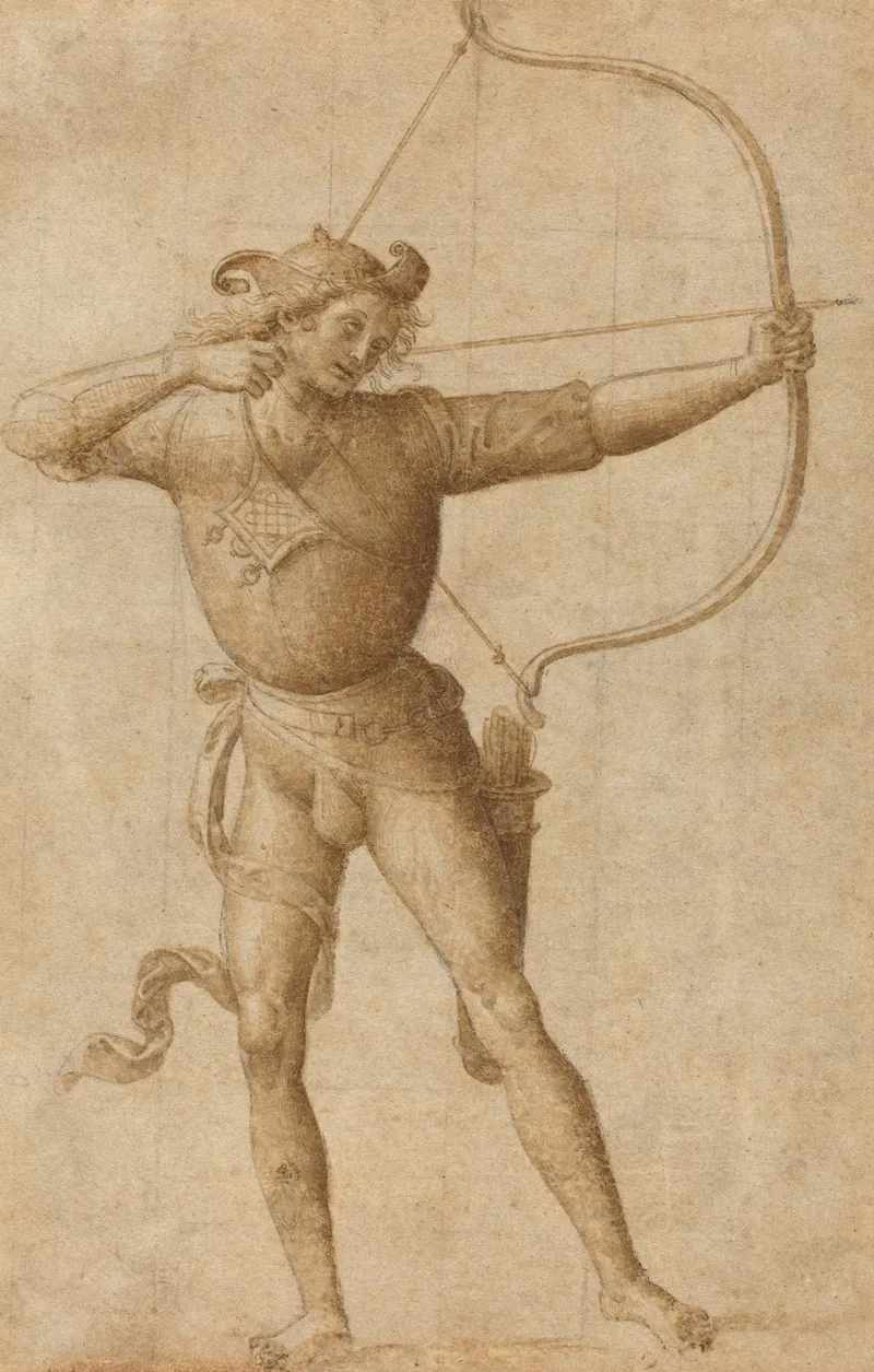 Archer Drawing A Bow by Follower of Pietro Perugino - Canvas Print