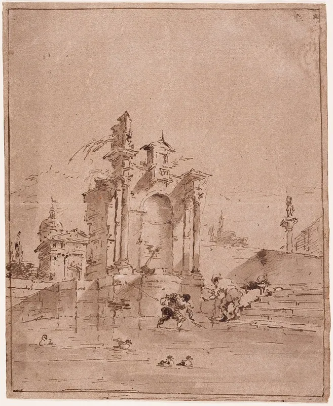 Architectural Capriccio 3 by Francesco Guardi - Canvas Print