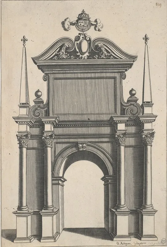 Architectural Design For An Arch With Corinthian Columns by G. Autguers - Canvas Print