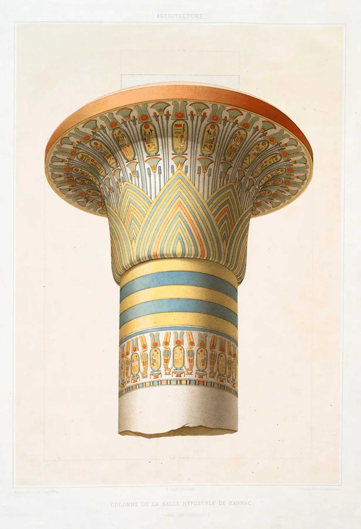 Architecture Colonne De La Salle Hypostyle De Karnac Thebes Xixe Dynastie by Émile Prisse d'Avennes - Canvas Print
