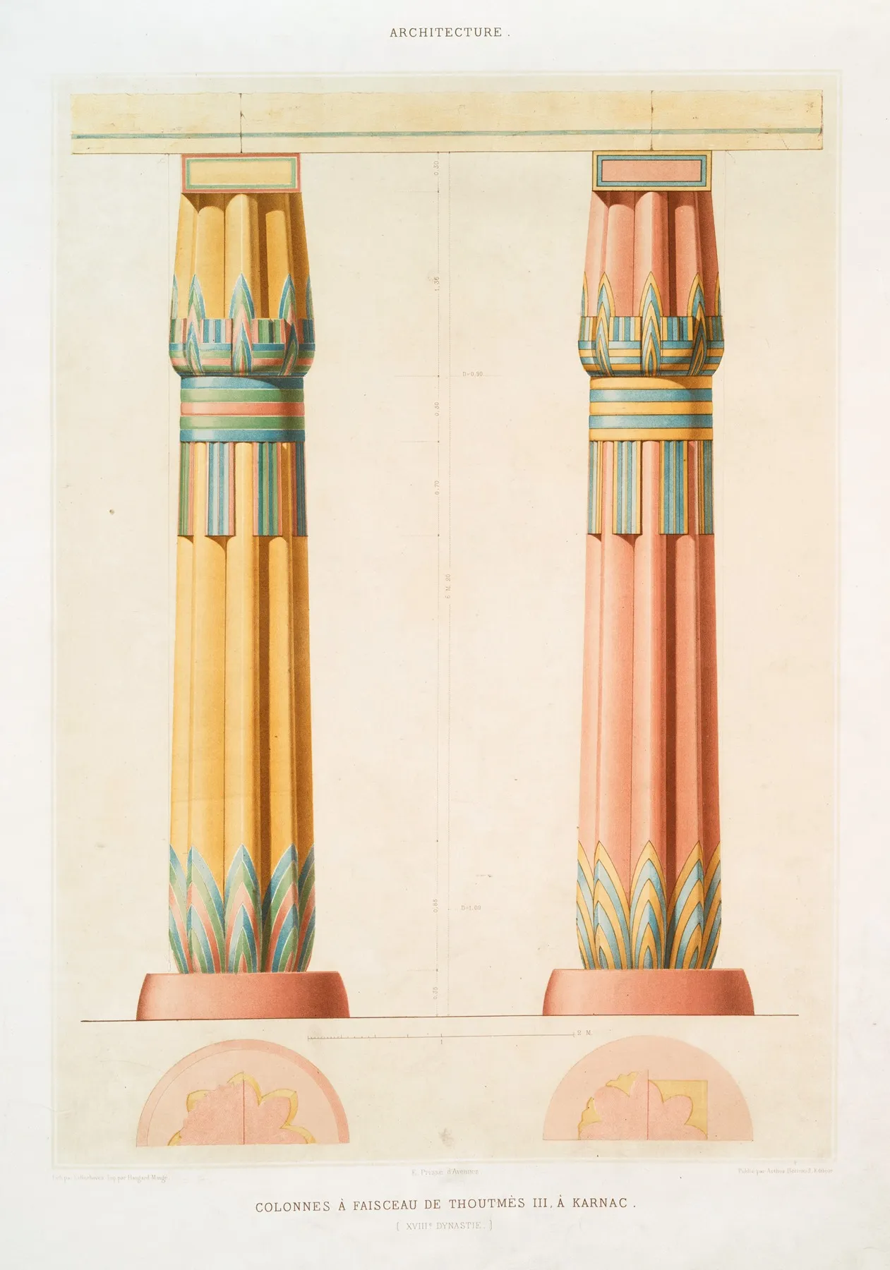 Architecture Colonnes A Faisceau De Thoutmes Iii A Karnac Xviiie Dynastie by Émile Prisse d'Avennes - Canvas Print