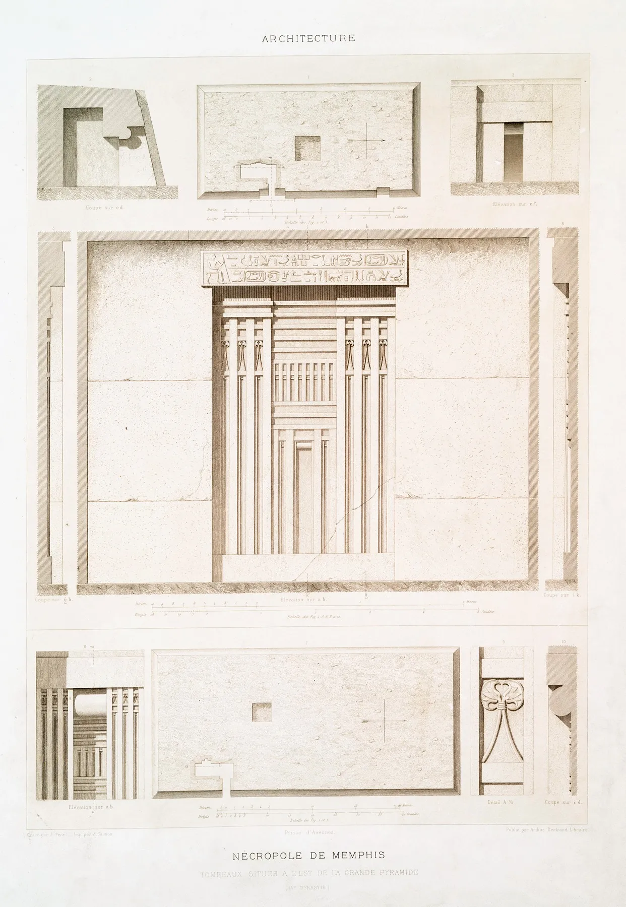 Architecture Necropole De Memphis Tombeaux Situes A Lest De La Grande Pyramide Ive Dynastie by Émile Prisse d'Avennes - Canvas Print