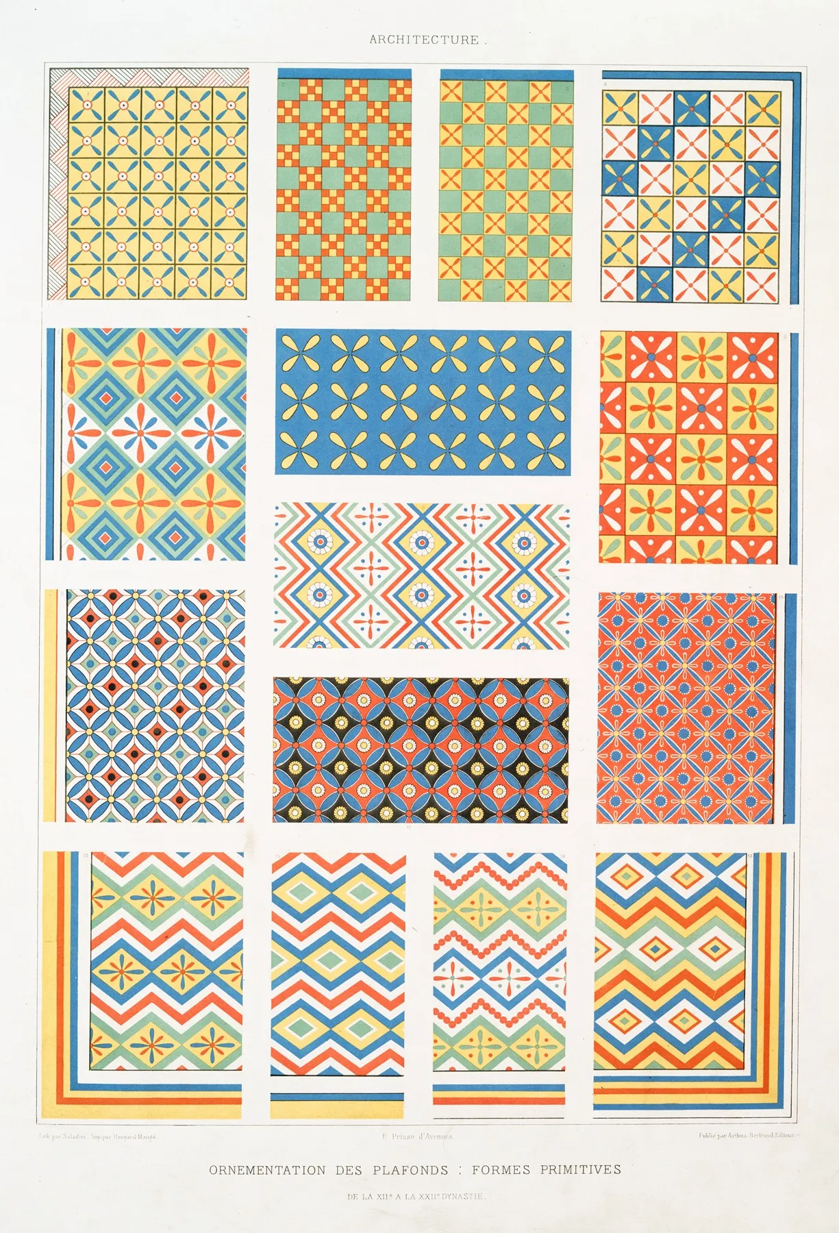 Architecture Ornementation Des Plafonds Formes Primitives De La Xiie A La Xxiie by Émile Prisse d'Avennes - Canvas Print