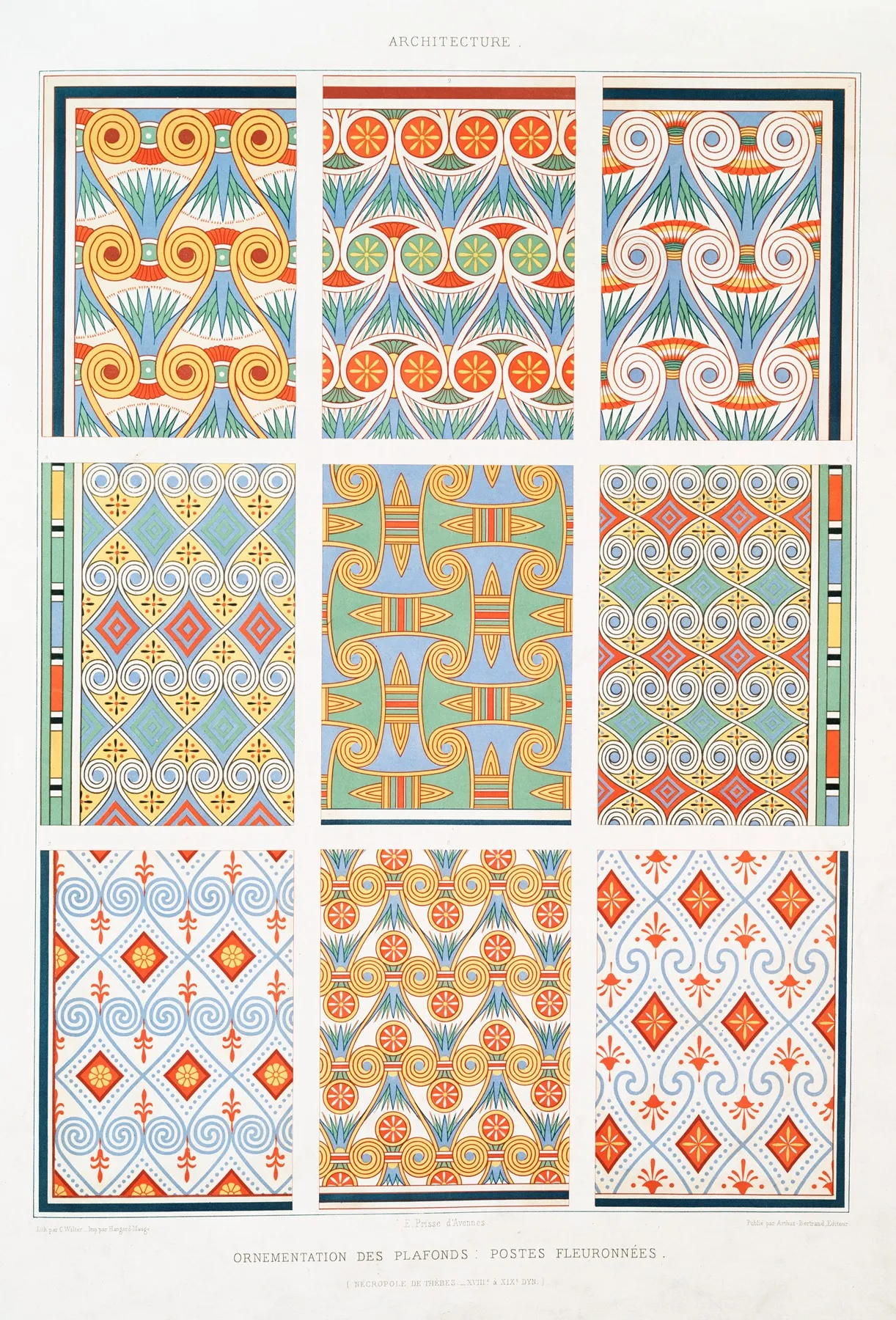 Architecture Ornementation Des Plafonds Postes Fleuronnees Necropole De Thebes Xviiie A Xixe Dyn