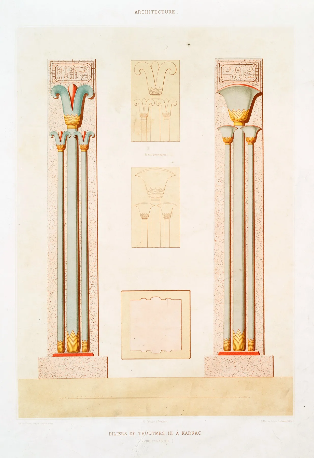 Architecture Piliers De Thoutmes Iii A Karnac Xviiie Dynastie by Émile Prisse d'Avennes - Canvas Print