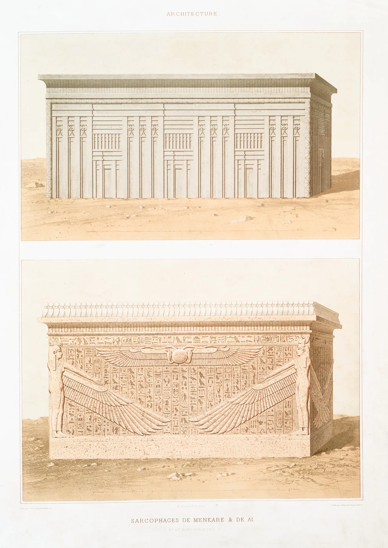 Architecture Sarcophages De Menkare De Ai Ive Et Xviiie Dynasties by Émile Prisse d'Avennes - Canvas Print