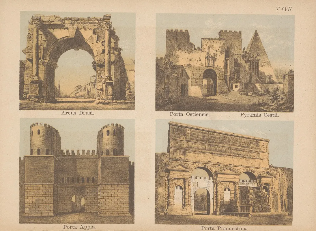 Arcus Drusi Porta Ostiensis Porta Appia Porta Praenestina by Christoph Ziegler - Canvas Print