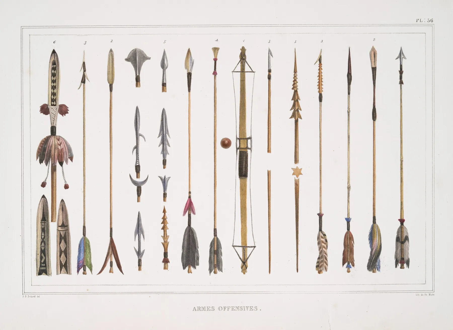 Armes Offensives by Jean Baptiste Debret - Canvas Print