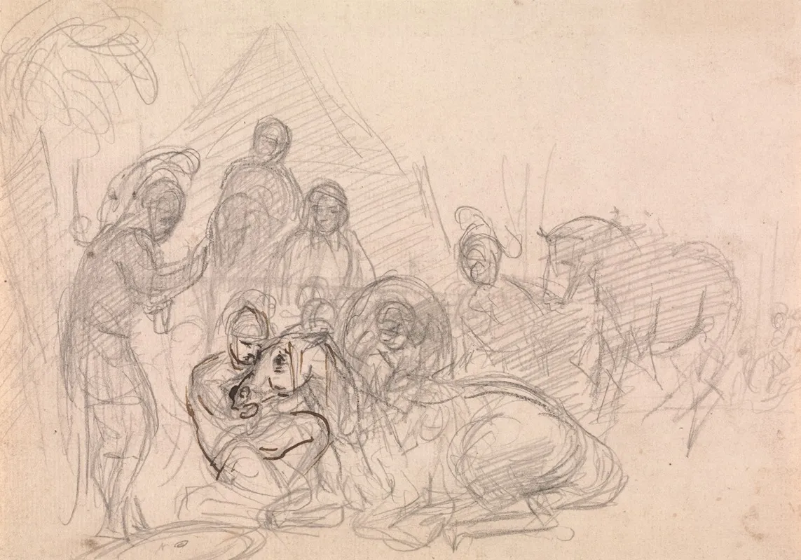 Armored Men Attending A Fallen Horse