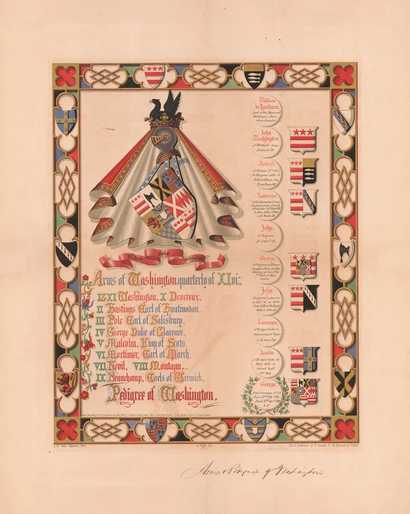 Arms Of Washington And Pedigree Of Washington