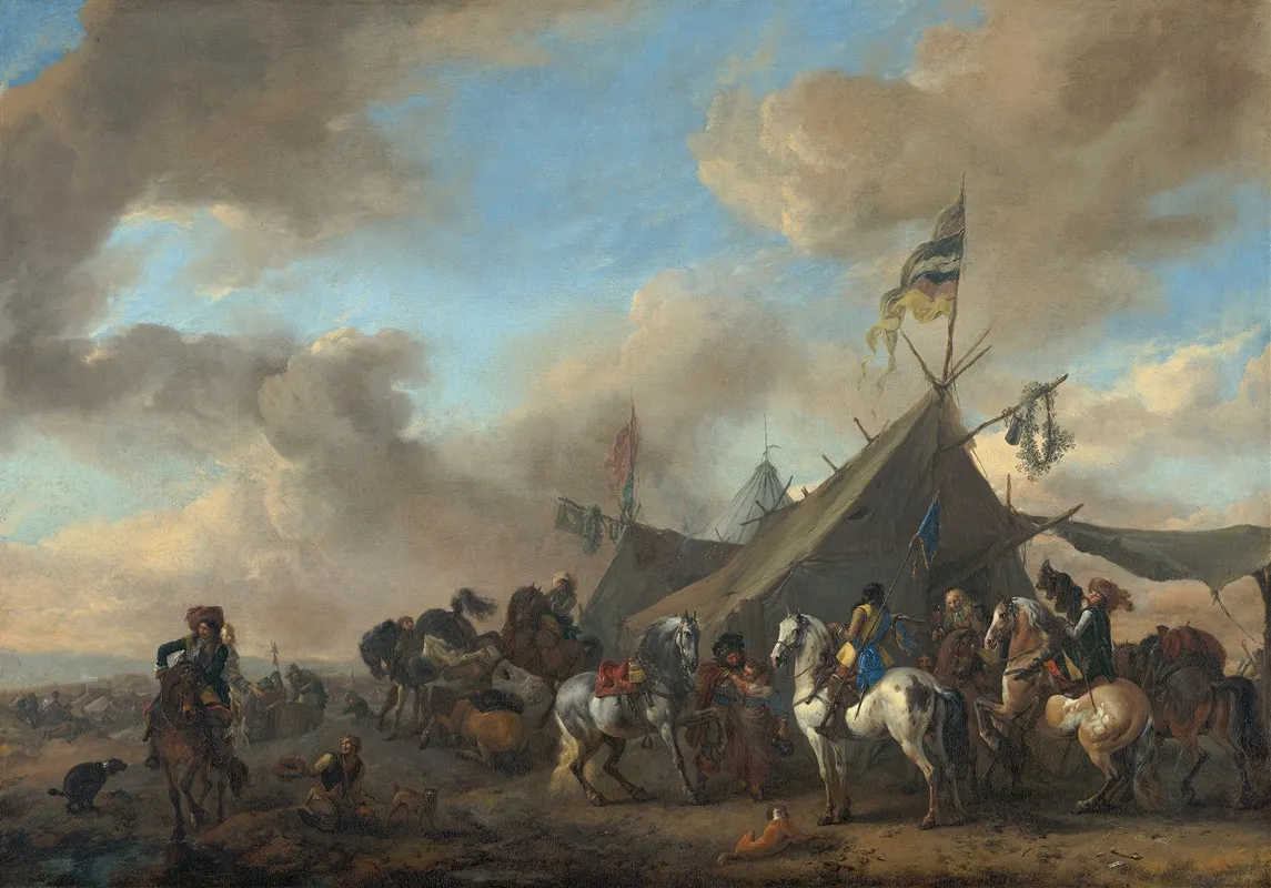 Army Camp by Philips Wouwerman - Canvas Print