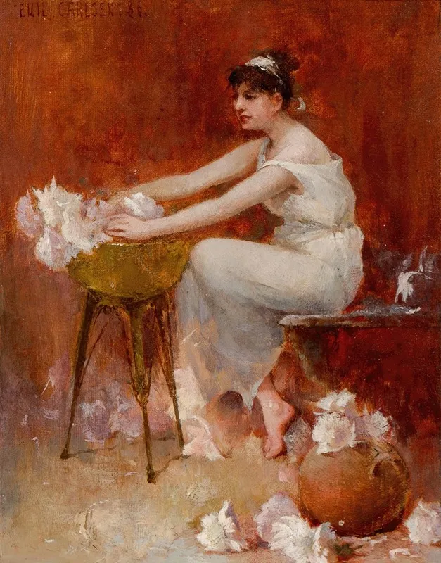 Arranging Flowers 2 by Emil Carlsen - Canvas Print